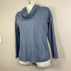 MICHAEL Kors Women's M Cowl-Neck Long Sleeve Thermal Blue Top‎